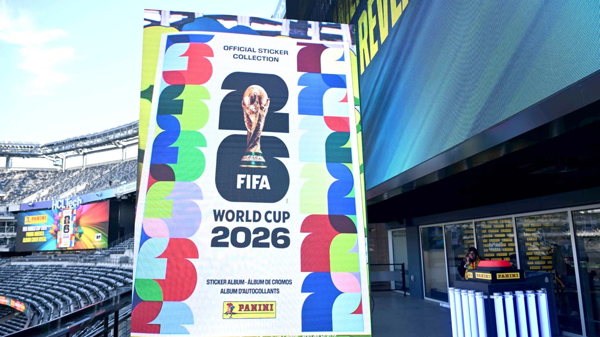 The Panini America FIFA World Cup 2026™ Sticker Collection Album Cover for Canada and the United States, unveiled at MetLife Stadium.