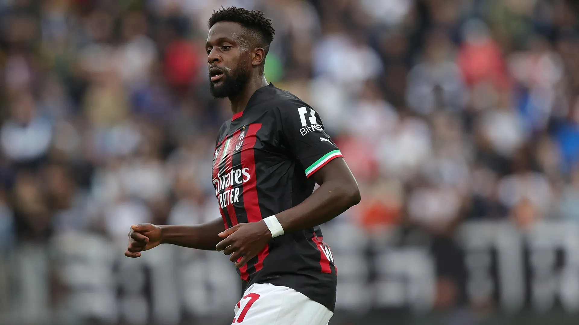 Divock Origi playing for AC Milan in 2023.