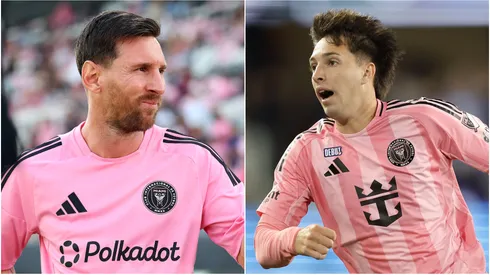 Lionel Messi (L) #10 and Baltasar Rodríguez (R) #11 of Inter Miami CF.