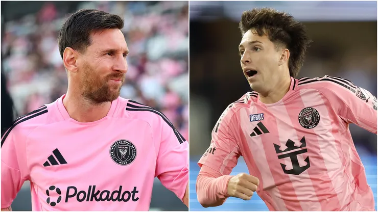 Lionel Messi (L) #10 and Baltasar Rodríguez (R) #11 of Inter Miami CF.