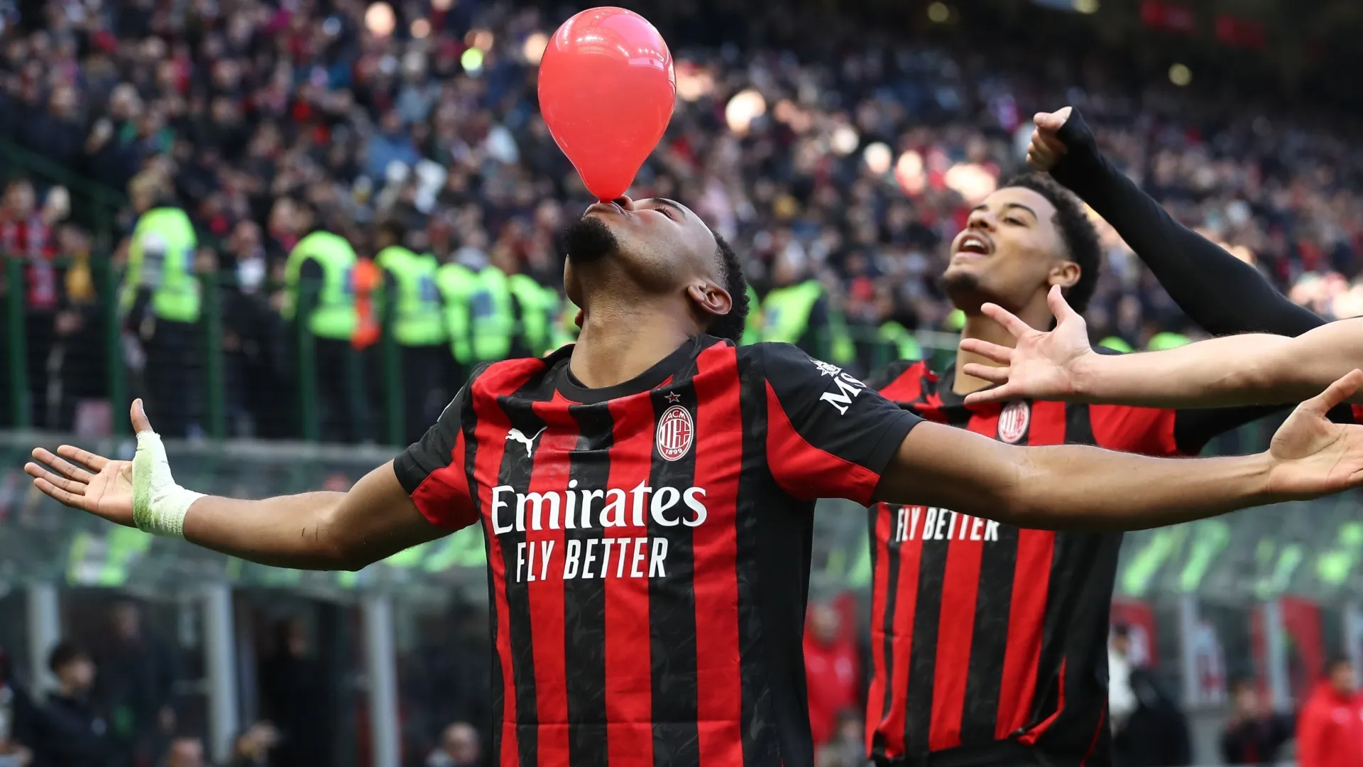AC Milan's Christopher Nkunku celebrating a goal
