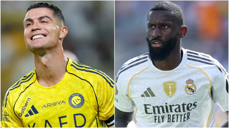 Cristiano Ronaldo of Al Nassr and Antonio Ruediger #22 of Real Madrid C. F.