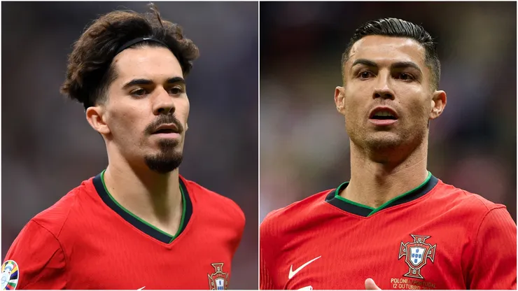 Vitinha (L) and Cristiano Ronaldo (R) of Portugal.
