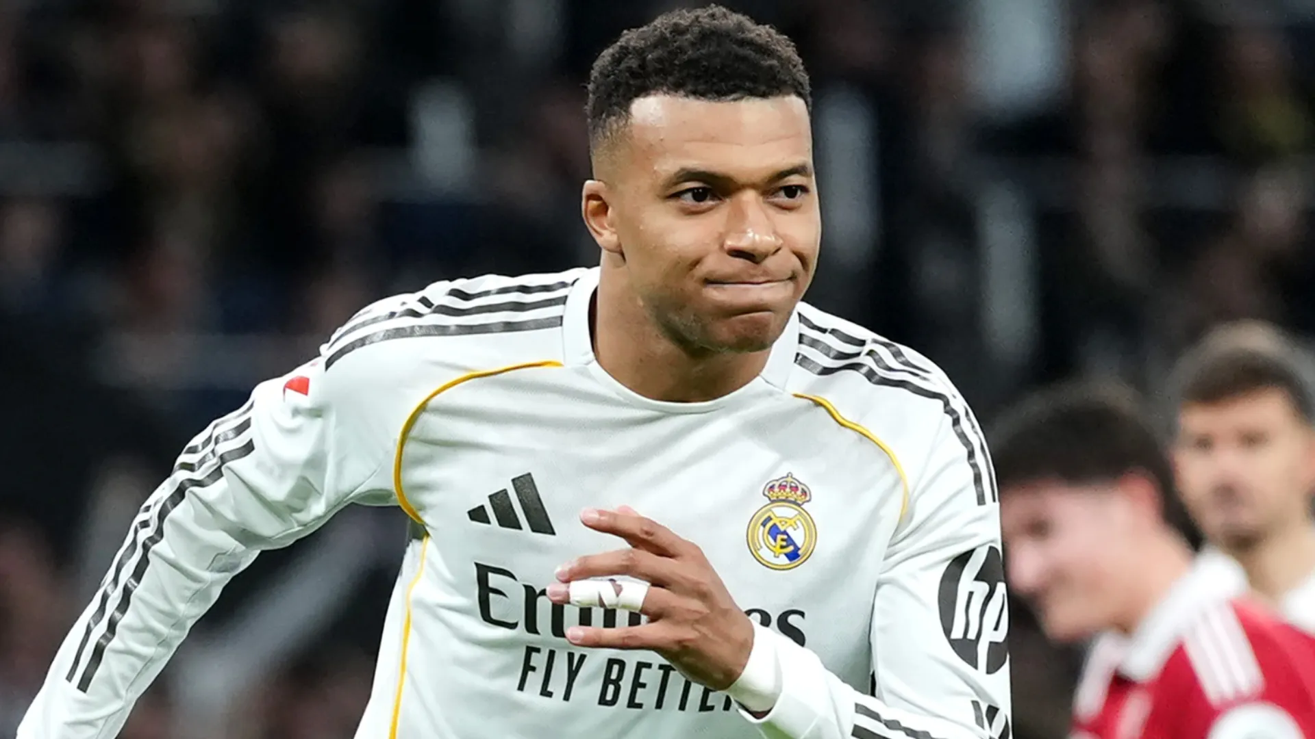 Real Madrid's Kylian Mbappe celebrating a goal.