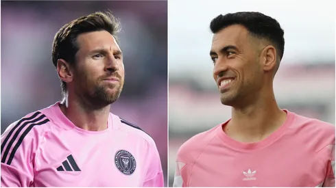Lionel Messi #10 and Sergio Busquets #5 of Inter Miami CF.