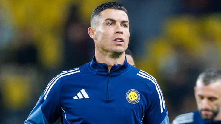 Cristiano Ronaldo of team Al-Nassr FC warms up during the Saudi Pro League match.