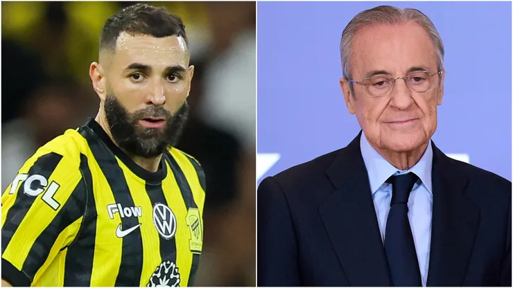 Karim Benzema of Al Ittihad and Florentino Perez, President of Real Madrid.
