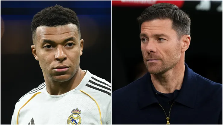 Kylian Mbappe (L) and Xabi Alonso (R), former head coach of Real Madrid.

