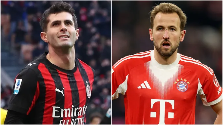 Christian Pulisic of AC Milan and Harry Kane of FC Bayern Munich.
