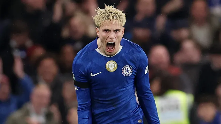 Alejandro Garnacho of Chelsea celebrates scoring against Chelsea.
