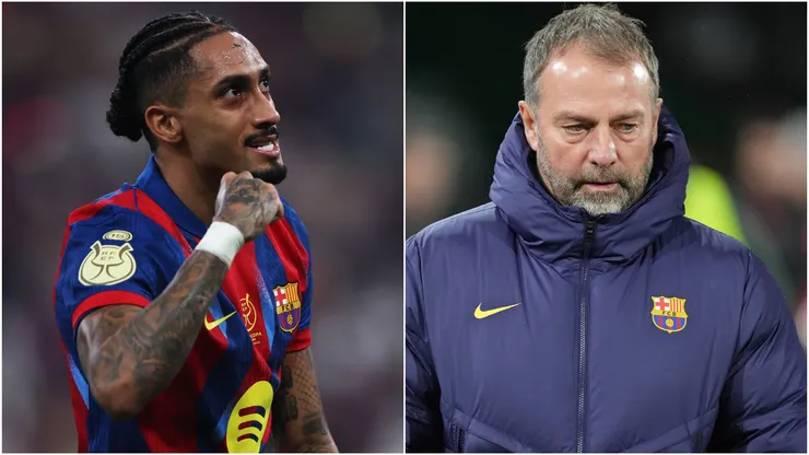 Raphinha and Hansi Flick, Head Coach of FC Barcelona.
