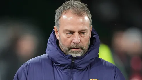 Hansi Flick, Head Coach of FC Barcelona, looks on prior to the Copa del Rey game.