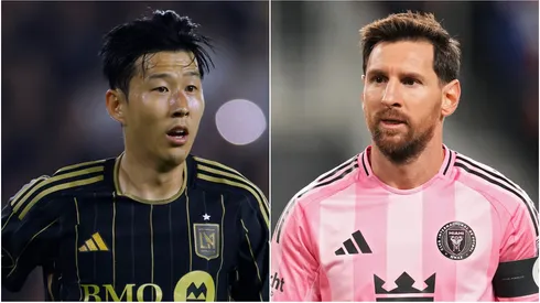 Son Heung-min (L) #7 of the Los Angeles FC and Lionel Messi (R) #10 of Inter Miami.