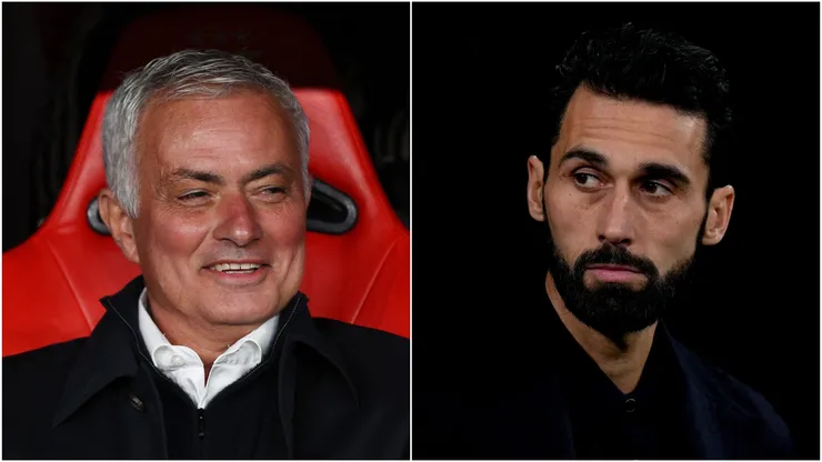 Benfica coach Jose Mourinho and Real Madrid coach Alvaro Arbeloa.

