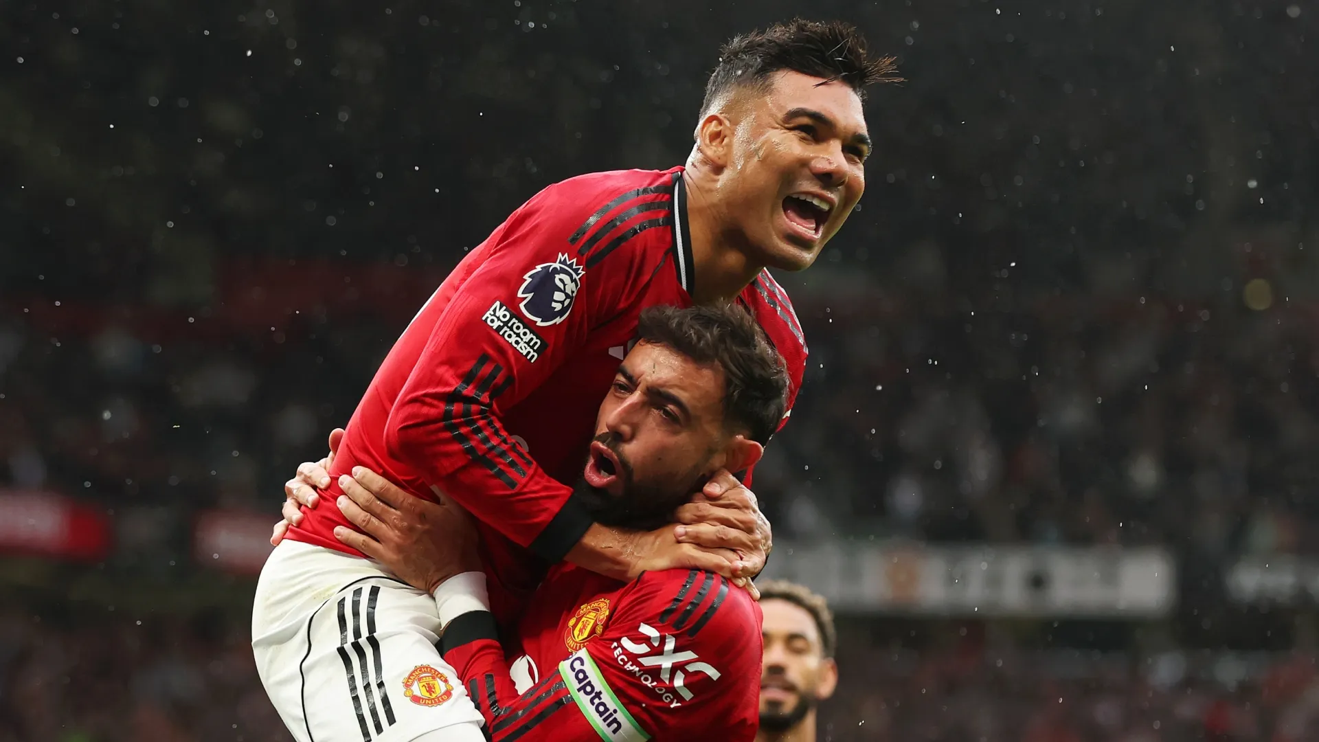 Casemiro and Bruno Fernandes of Manchester United.