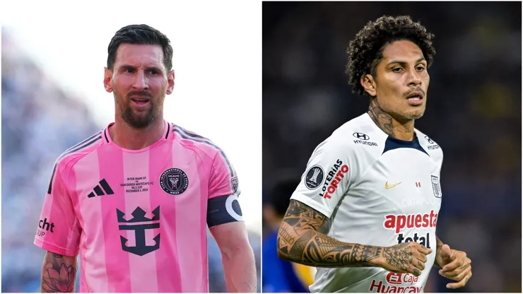 Inter Miami's Lionel Messi and Alianza Lima's Paolo Guerrero.