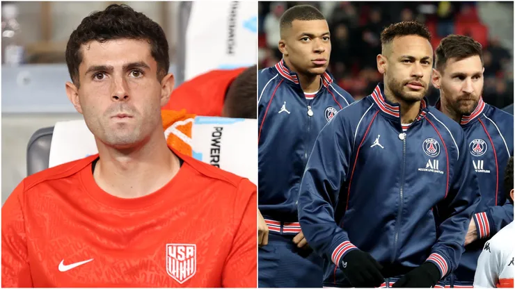 Christina Pulisic (left) and trio Kylian Mbappe, Lionel Messi, and Neymar (right)
