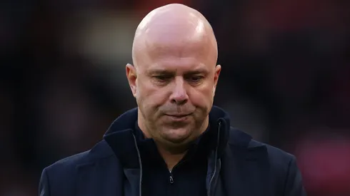 Arne Slot, manager of Liverpool looks on before the Premier League match.