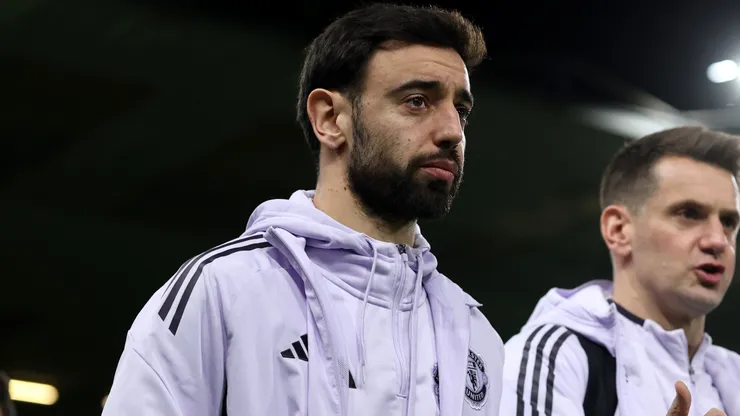 Bruno Fernandes of Manchester United arrives at the stadium prior to the Premier League match.
