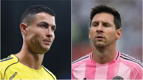 Cristiano Ronaldo (L) of Al Nassr and Lionel Messi (R) of Inter Miami.