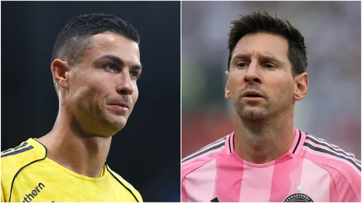 Cristiano Ronaldo (L) of Al Nassr and Lionel Messi (R) of Inter Miami.