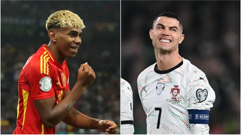 Spain's Lamine Yamal and Portugal's Cristiano Ronaldo.
