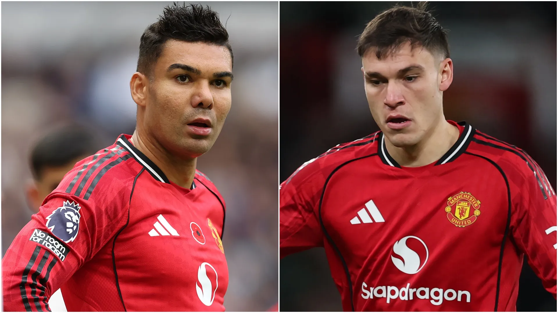 Carlos Casemiro and Manuel Ugarte of Manchester United