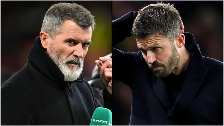 Premier League legend Roy Keane and Michael Carrick, Interim Coach of Manchester United.