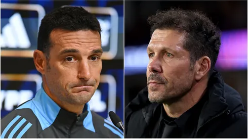 Argentina coach Lionel Scaloni and Atletico Madrid's Diego Simeone.
