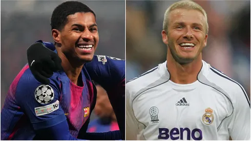 Robert Lewandowski of FC Barcelona and David Beckham of Real Madrid.