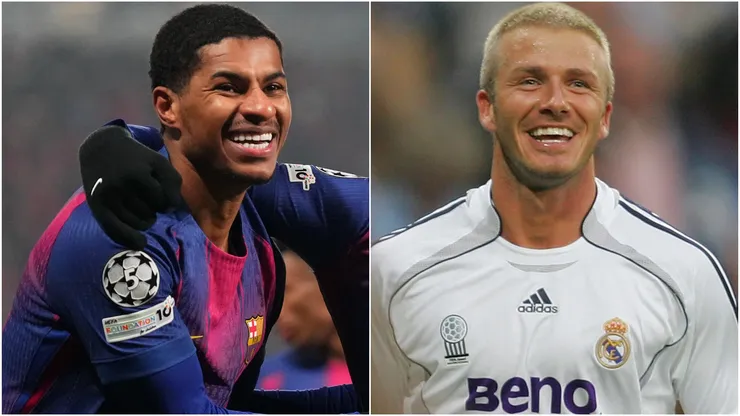 Robert Lewandowski of FC Barcelona and David Beckham of Real Madrid.