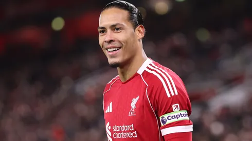 Liverpool captain Virgil van Dijk smiles during the Premier League match.
