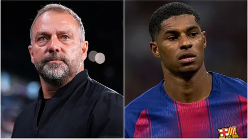 Barcelona stars Hansi Flick and Marcus Rashford.