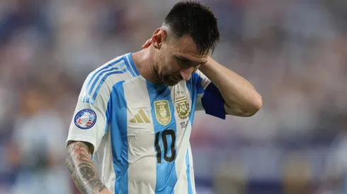 Lionel Messi playing for Argentina.