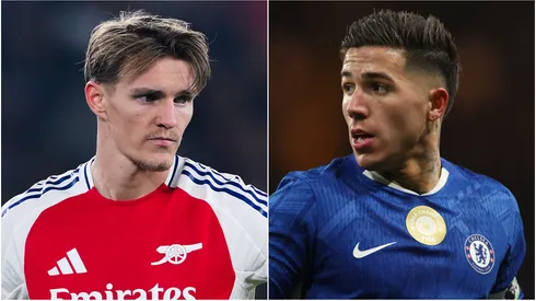 Martin Odegaard of Arsenal FC and Enzo Fernandez of Chelsea.