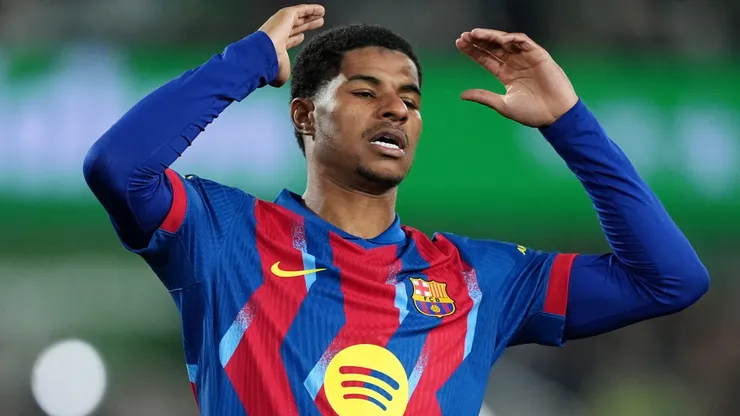 Marcus Rashford of FC Barcelona reacts during the Copa del Rey Round of 16 match.
