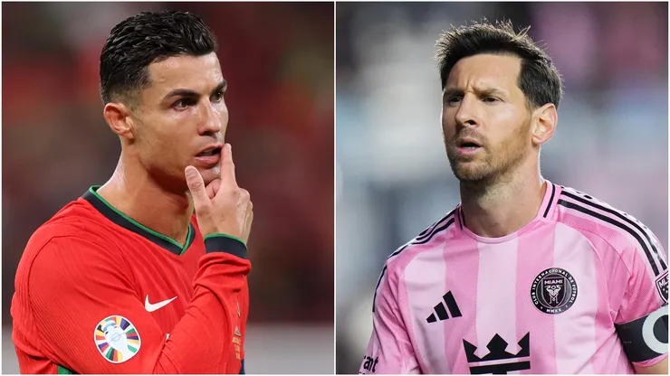 Cristiano Ronaldo of Portugal and Lionel Messi #10 of Inter Miami CF.
