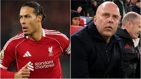 Liverpool's Virgil van Dijk and Arne Slot.