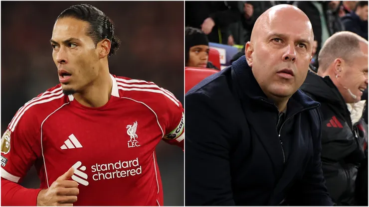 Liverpool's Virgil van Dijk and Arne Slot. 
