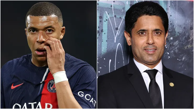 Kylian Mbappe (left) and Nasser Al-Khelaifi (right)
