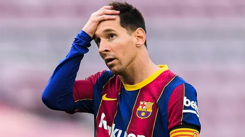 Lionel Messi of FC Barcelona shows his dejection during the La Liga game.