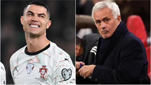 Cristiano Ronaldo of Portugal and Jose Mourinho, Head Coach of Benfica.