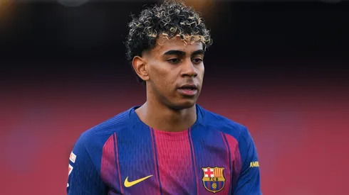 Lamine Yamal of FC Barcelona looks on during the LaLiga EA Sports match.