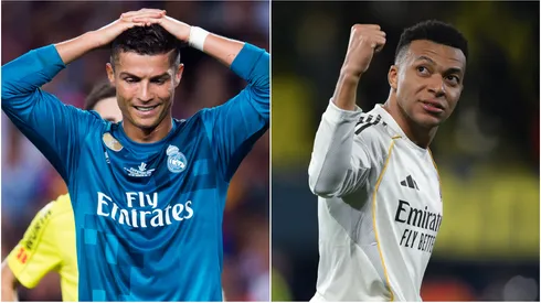 Cristiano Ronaldo and Kylian Mbappe playing for Real Madrid.