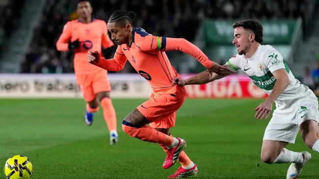 Raphinha didn’t complete the La Liga match against Elche (Angel Martinez/Getty Images)