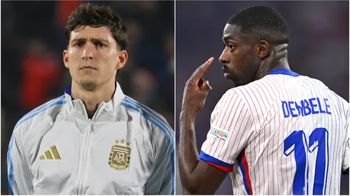 Argentina's Leonardo Balerdi and France's Ousmane Dembele.