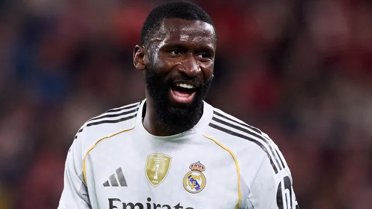Antonio Rudiger of Real Madrid reacts during the LaLiga EA Sports match.
