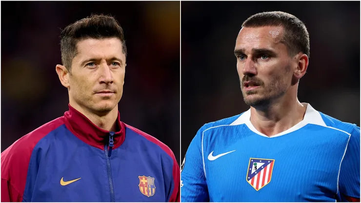Robert Lewandowski of FC Barcelona and Antoine Griezmann of Atletico de Madrid.
