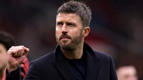 Michael Carrick, Manager of Manchester United during the Premier League match.