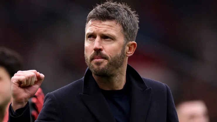 Michael Carrick, Manager of Manchester United during the Premier League match.
